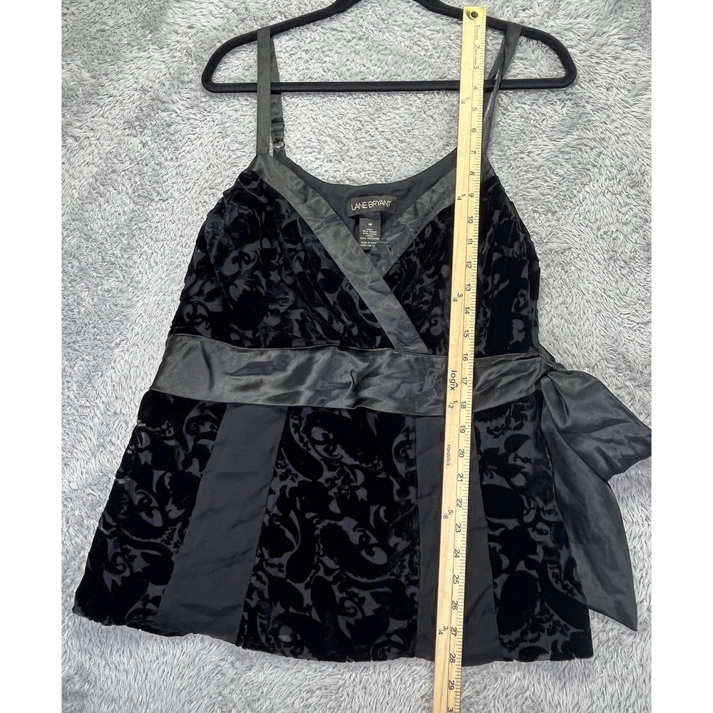 Lane Bryant Womens 16 Burnout Velvet Camisole Black Side Tie Y2K Whimsigoth - Picture 6 of 9